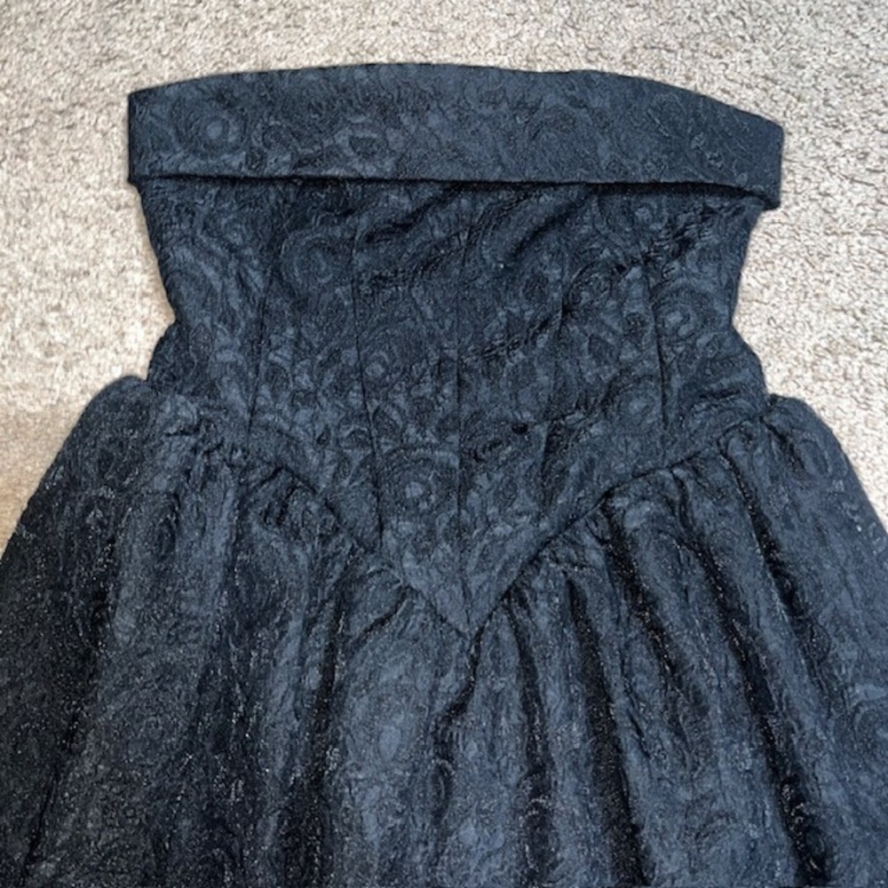 BHLDN Floral Jacquard Strapless‎ Gown Midi Dress Black 6 - Picture 5 of 11